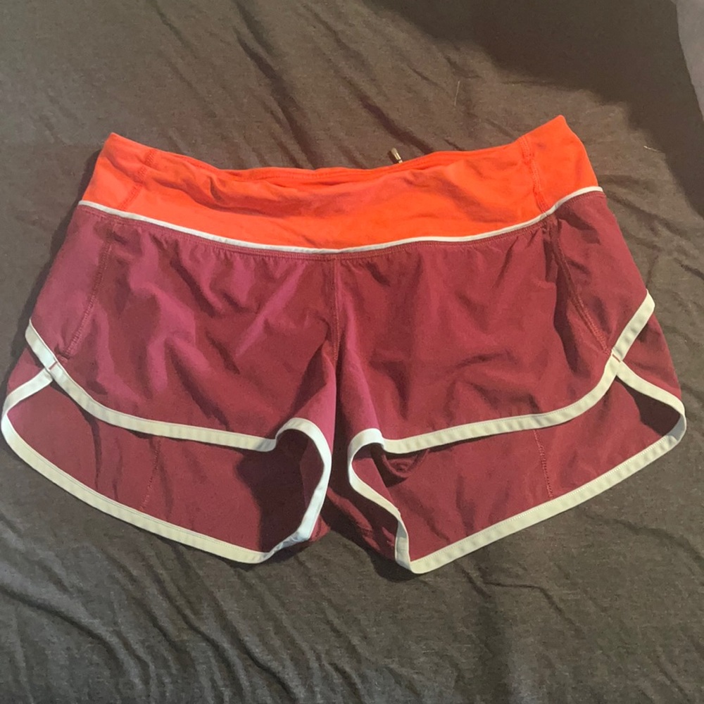 Lululemon speeds lightly worn maroon shorts.